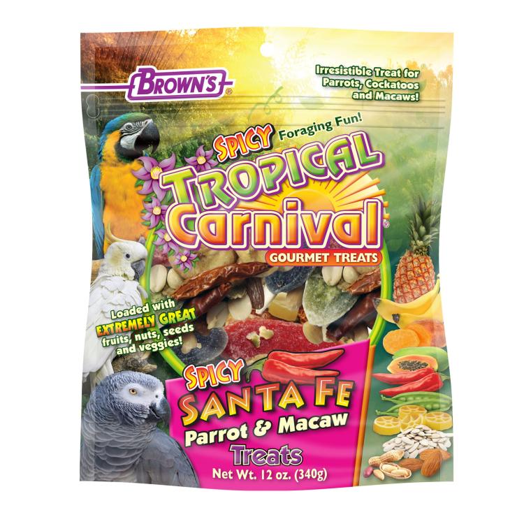 Tropical Carnival Spicy Santa Fe™ Parrot Treat - Mieszanka egzotycznych przysmaków z chrupiącym makaronem, oraz nutą pikanterii z papryczek chili dla dużych papug (żako, amazonka, kakadu, ary) 340g od ParrotPlanet.pl