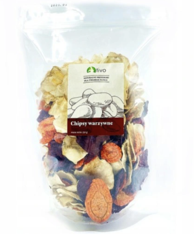Chipsy warzywne dla papug – naturalna mieszanka suszonych warzyw | 250 g od ParrotPlanet.pl