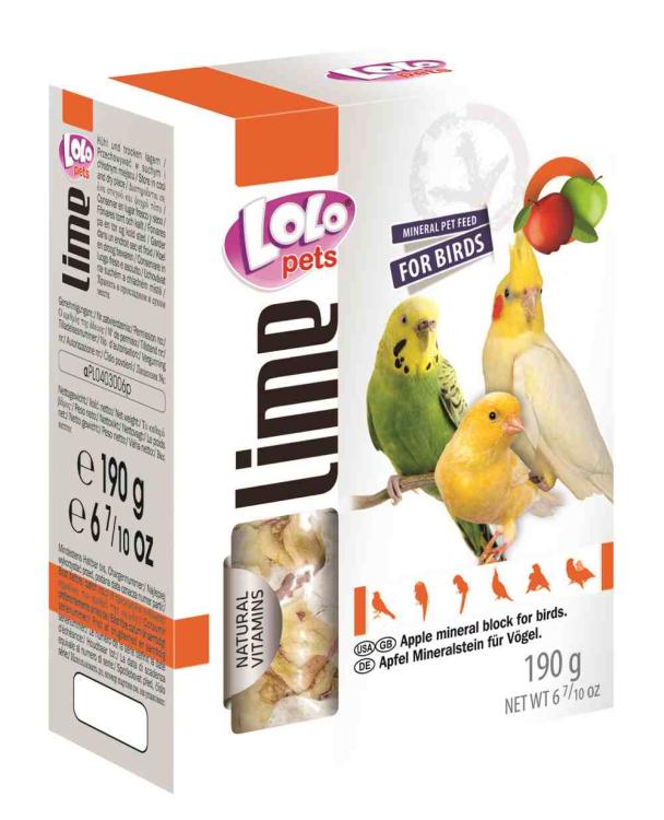 LOLO PETS LIME - Wapienko Kostka JABŁKOWA XXL wapienna- dla papug 190g od ParrotPlanet.pl