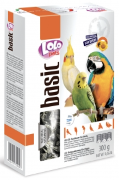 LOLO PETS BASIC - DUŻE Ziarna Słonecznika dla papug 300g od ParrotPlanet.pl