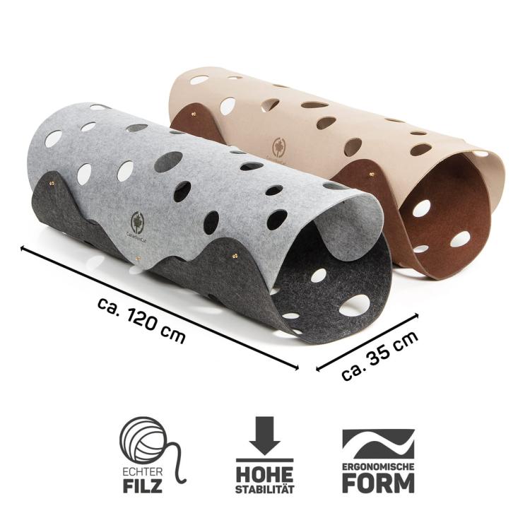 KOCI TUNEL XXL | Canadaian Cat | beżowo/brązowy | 120 x 35 cm od ParrotPlanet.pl