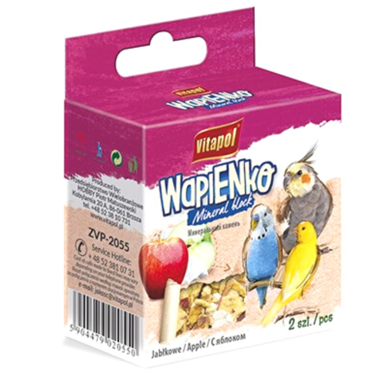 Vitapol Kostka Wapienna Jabłkowa 35 g – Suplement Wapnia dla Ptaków | Naturalna Kreda Pastewna od ParrotPlanet.pl