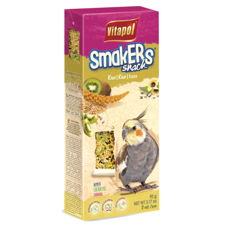 Vitapol Smakers KIWI dla Nimf 2 szt. 90 g – Ręcznie Wykonana Kolba  z Pyłkiem Kwiatowym od ParrotPlanet.pl