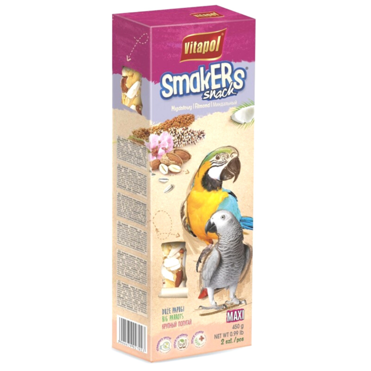 VitaPol- SMAKERS MAXI MIGDAŁOWY - Kolba DLA DUŻYCH PAPUG 450 g od ParrotPlanet.pl