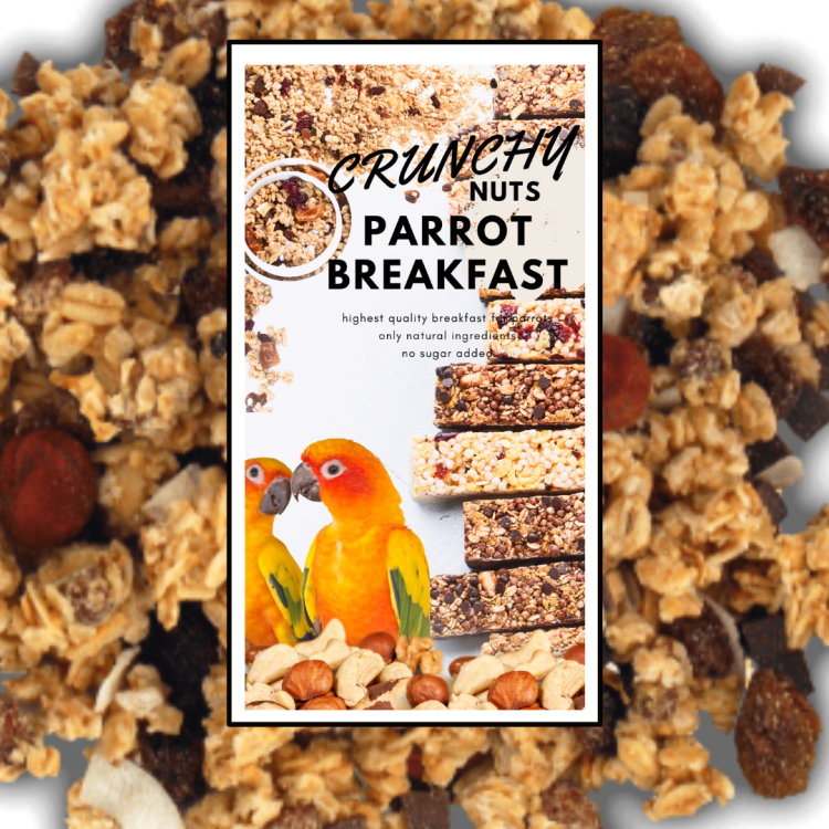 Crunchy Nuts Parrot Breakfast - Papuzie danie śniadaniowe, lub obiadowe na ciepło lub zimno dla wszystkich papug 100g od ParrotPlanet.pl