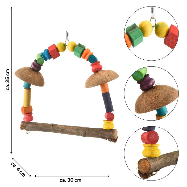 KoLoroWa Huśtawka z kokosem dla dużych papug  od ParrotPlanet.pl