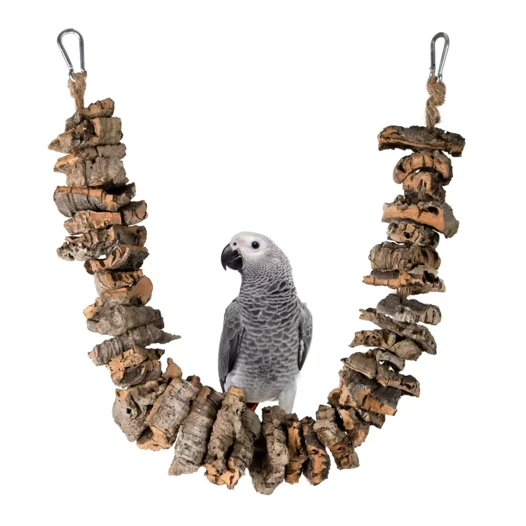 Naturalna huśtawka | gryzak z kory Dębu korkowego | Most dla papug małych i średnich i dużych XL | korek dla papugi od ParrotPlanet.pl