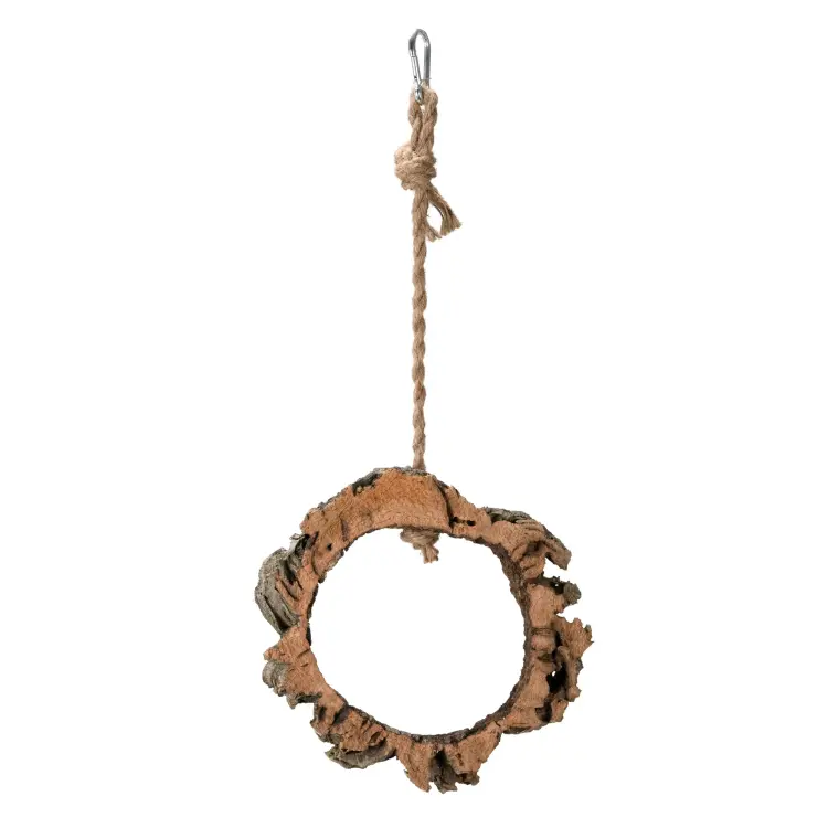Naturalna huśtawka | Okrąg z Dębu korkowego | Korek na sznurku| dla małych i średnich papug od ParrotPlanet.pl