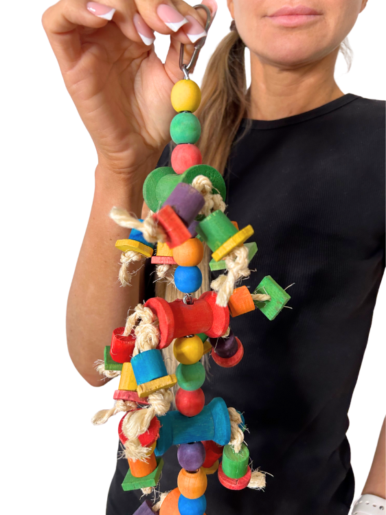 Happy Fun - kultowa drewniana zabawka dla wszystkich papug od ParrotPlanet.pl