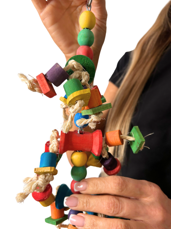 Happy Fun - kultowa drewniana zabawka dla wszystkich papug od ParrotPlanet.pl