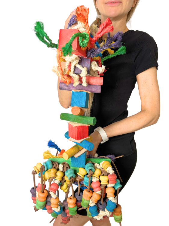 Papuga na Gigancie II - OGROMNA zabawka dla dużych papug rozm.XXL od ParrotPlanet.pl