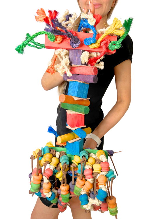 Papuga na Gigancie II - OGROMNA zabawka dla dużych papug rozm.XXL od ParrotPlanet.pl