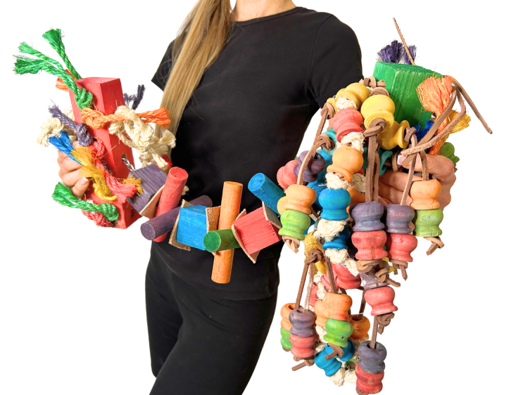 Papuga na Gigancie II - OGROMNA zabawka dla dużych papug rozm.XXL od ParrotPlanet.pl