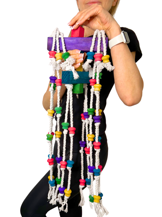 Longer | Ogromna zabawka | 100cm Drewnianej, Kolorowej Frajdy do chrupania | dla dużych papug od ParrotPlanet.pl