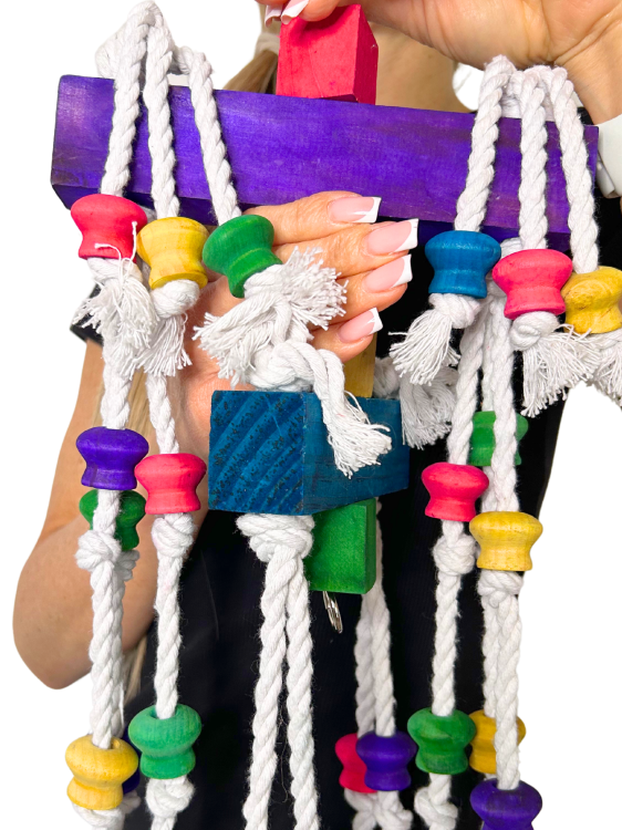 Longer | Ogromna zabawka | 100cm Drewnianej, Kolorowej Frajdy do chrupania | dla dużych papug od ParrotPlanet.pl