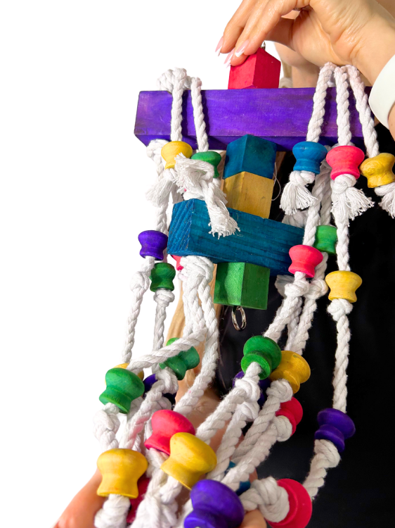 Longer | Ogromna zabawka | 100cm Drewnianej, Kolorowej Frajdy do chrupania | dla dużych papug od ParrotPlanet.pl