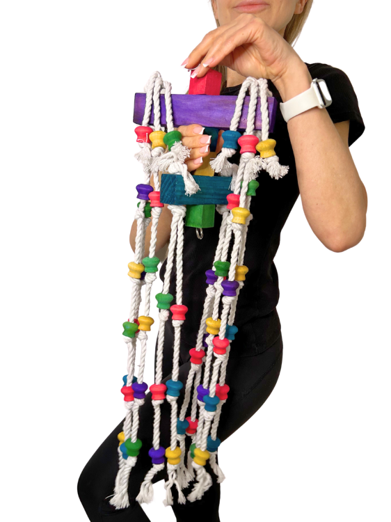 Longer | Ogromna zabawka | 100cm Drewnianej, Kolorowej Frajdy do chrupania | dla dużych papug od ParrotPlanet.pl