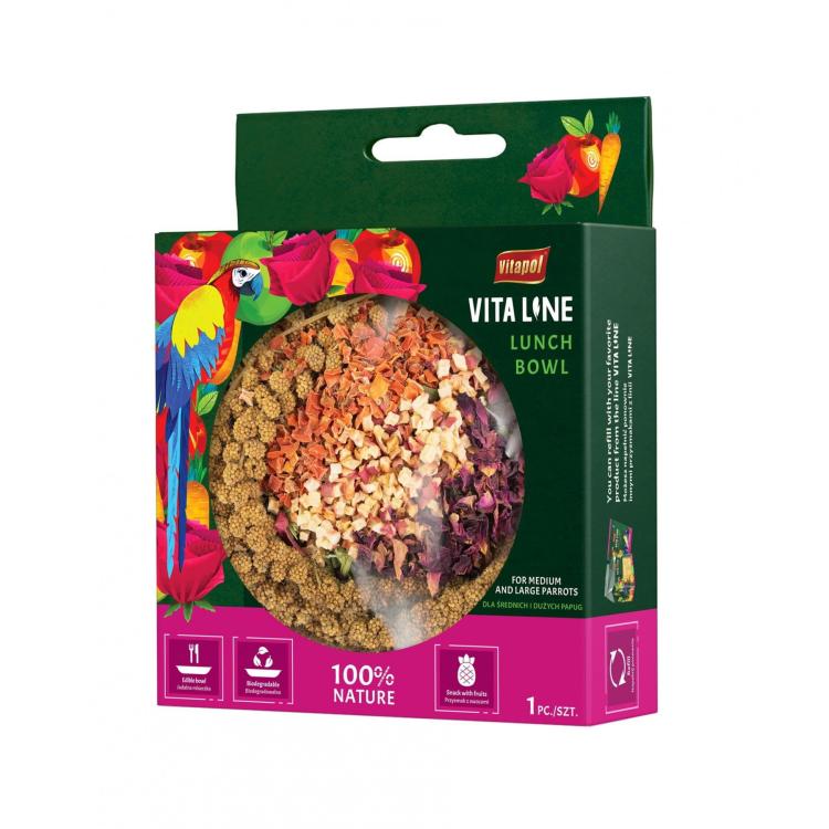 Vitapol Vitaline Lunch Bowl – Jadalna Miseczka z Przysmakami dla Średnich i Dużych Papug od ParrotPlanet.pl