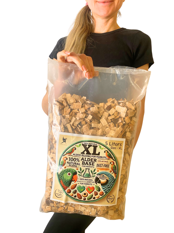 Olchowe Zrębki, Rozmiar XL – Naturalne Podłoże dla Dużych Papug, 5 litrów od ParrotPlanet.pl