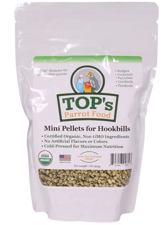 Top's Organic Parrot Food - Mini - Granulat dla nimf i innych małych papug 453g od ParrotPlanet.pl