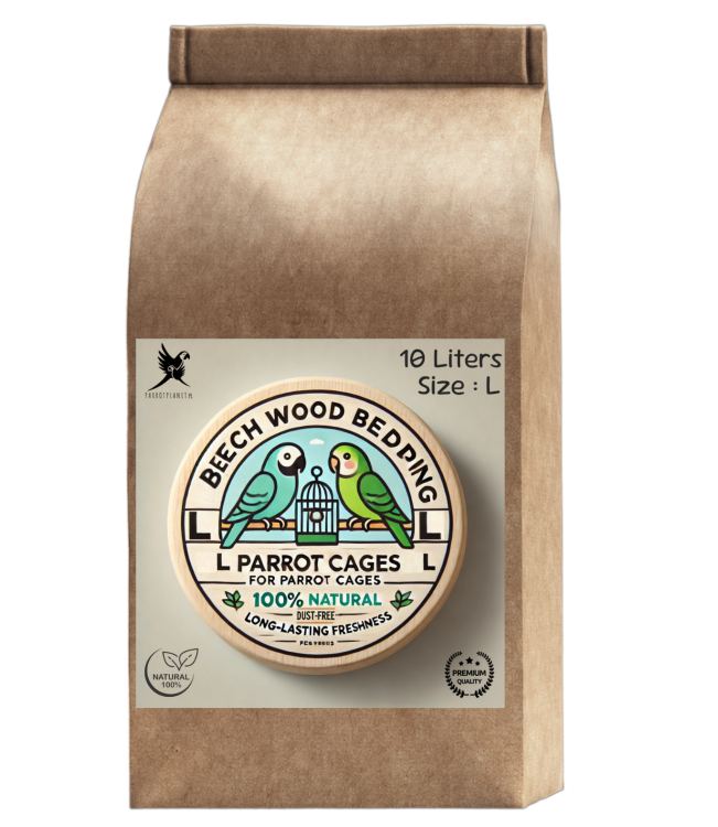 Bukowe Zrębki dla Papug, Rozmiar L – Naturalne i Higieniczne Podłoże do Klatek 10L