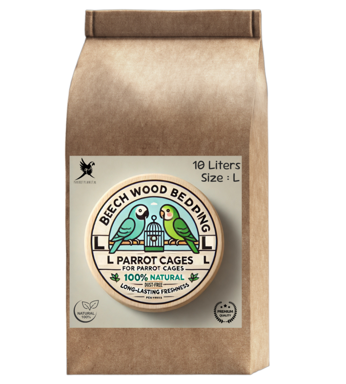 Bukowe Zrębki dla Papug, Rozmiar L – Naturalne i Higieniczne Podłoże do Klatek 10L