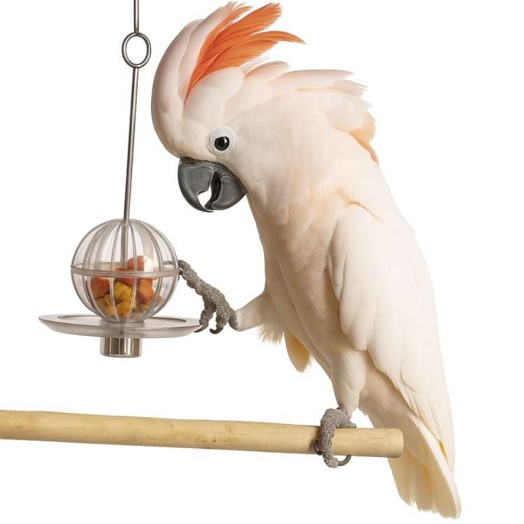 Bufet w piłce z talerzykiem dla wszystkich papug rozm.XL/XXL od ParrotPlanet.pl