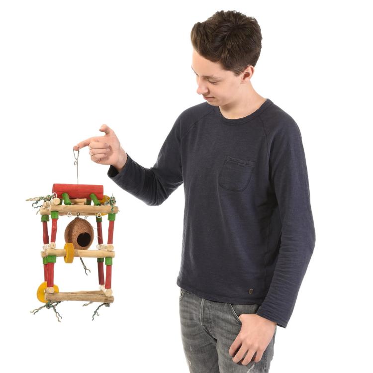 Drewniana Wieża JAVA GYM - rozm S/M dla małych i średnich papug od ParrotPlanet.pl