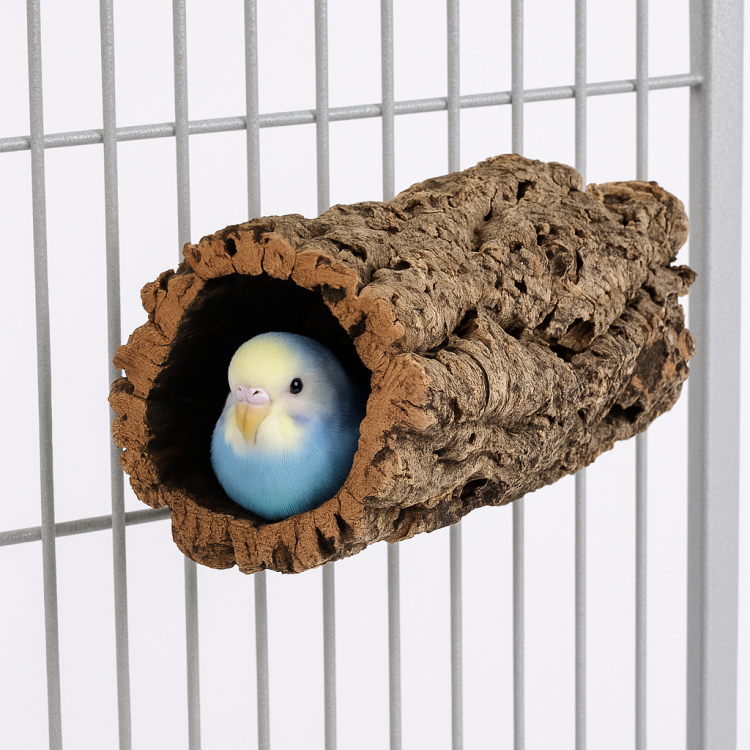 Naturalna żerdź, lub jaskinia z kory drewna rozmiar MINI - dla małych papug od ParrotPlanet.pl