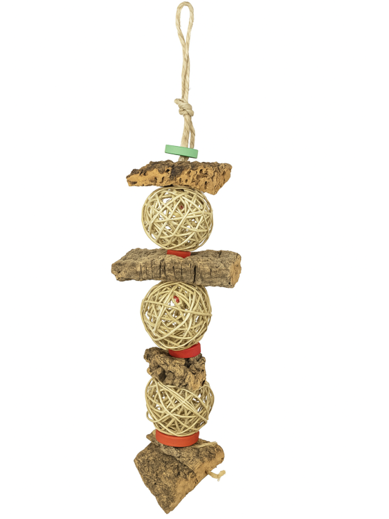 Koreczek z wikliną - Zabawka z Korą Dębu KorKowego i kulek wiklinowych rozm.XL od ParrotPlanet.pl