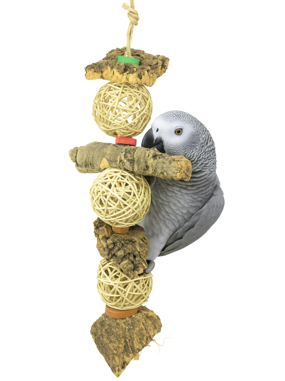 Koreczek z wikliną - Zabawka z Korą Dębu KorKowego i kulek wiklinowych rozm.XL od ParrotPlanet.pl