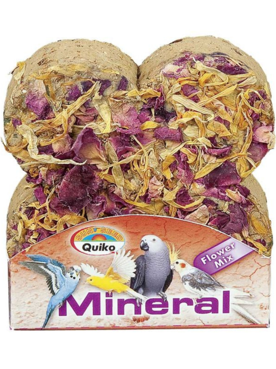 Kostka mineralna z kwiatami i zbożem dla papug naturalne źródło minerałów od ParrotPlanet.pl