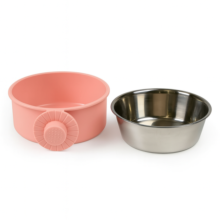 Urocza i praktyczna miseczka metalowa w rozmiarze S w pastelowo różowym kolorze | Parrot Planet