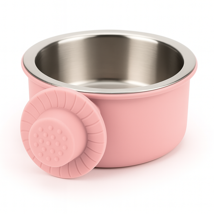 Urocza i praktyczna miseczka metalowa w rozmiarze S w pastelowo różowym kolorze | Parrot Planet