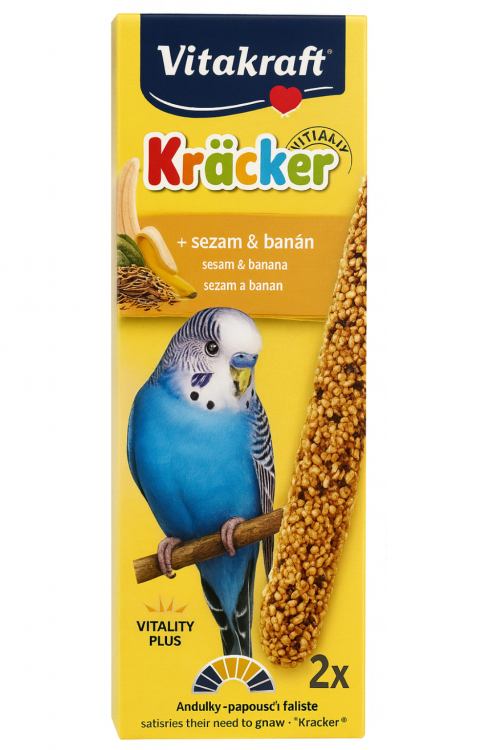 Vitakraft Premium Kracker Sezam & Banan – kolby dla papużki falistej 2 szt (60 g) od parrotplanet.pl