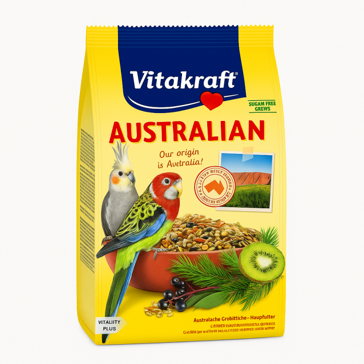 Vitakraft Australian 750 g – Premium karma dla nimf i rozelli | Naturalne składniki, owoce, ziarna, pełen zestaw witamin od ParrotPlanet.pl