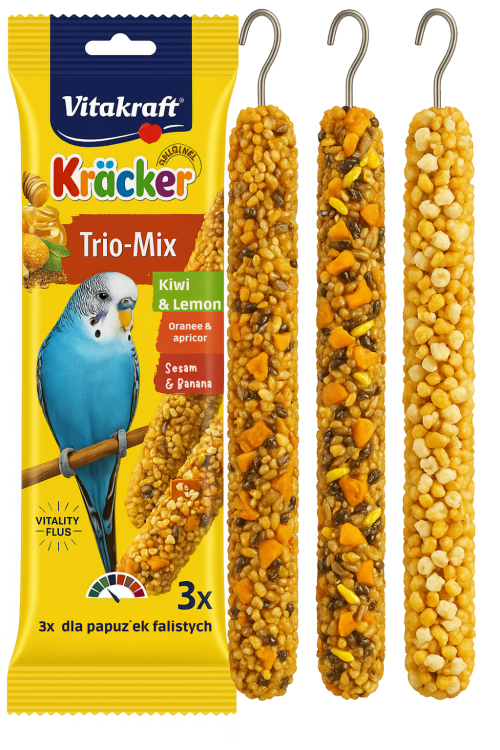 Vitakraft Kracker Trio-Mix Premium – Kiwi, Sezam, Pomarańcza – kolby dla papużki falistej 3 szt od Parrotplanet.pl