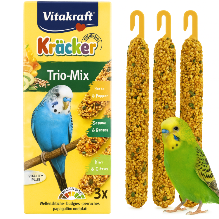 Vitakraft Kracker Mix Premium – Banan, Kiwi, Papryka – kolby premium dla papużki falistej 3 szt od ParrotPlanet.pl