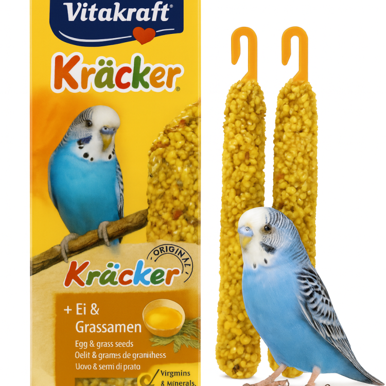 Vitakraft Kracker Jajko & Trawa dla Papug Falistych – 2 szt. | Super Smak, Naturalne Składniki, Zdrowy Dziób od ParrotPlanet.pl