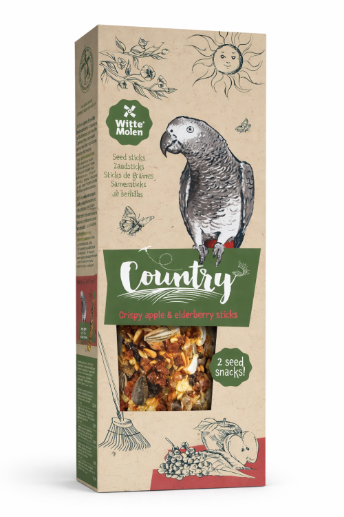 Witte Molen Country kolby dla dużych papug  - amazonka żako, inne - 140 g 2 szt. – Apple & Elderberry od ParrotPlanet.pl