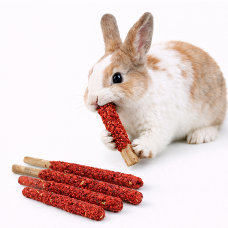 Paluszki z Buraczkiem - Zdrowa Przekąska dla gryzoni w tym: królików, kawii domowej, myszy, chomików, szczurów, myszoskoczków od ParrotPlanet.pl