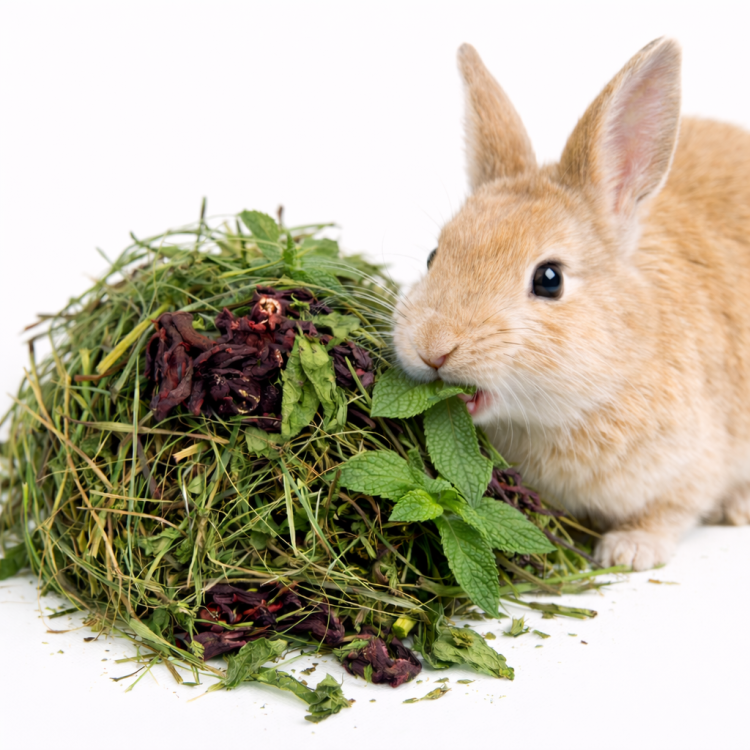 Ziółka z Hibiskusem i Miętą dla gryzoni w tym: królików, kawii domowej (świnek morskich), szynszyli, koszatniczek, chomików, myszy, szczurów, myszoskoczków 500g od ParrotPlanet.pl