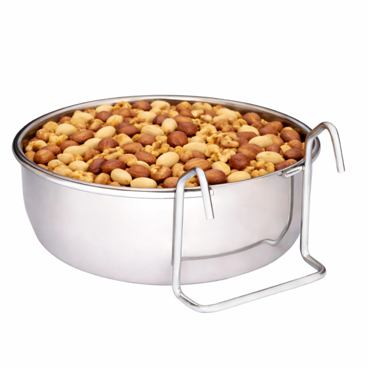 Miseczka metalowa dla papug z chromowanym uchwytem - wieszana - 900ml od ParrotPlanet.pl