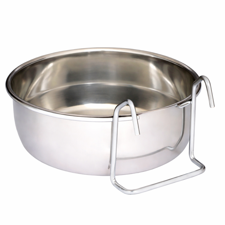 Miseczka metalowa dla papug z chromowanym uchwytem - wieszana - 900ml od ParrotPlanet.pl