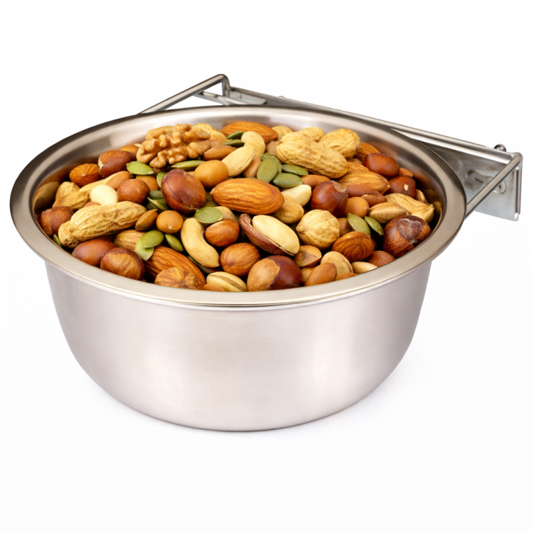 Miseczka metalowa dla papug ze stali przykręcana - 600ml