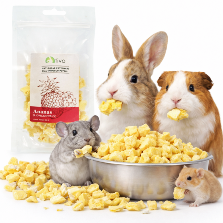Chrupiący ananas liofilizowany dla gryzoni – naturalny przysmak owocowy | 25 g od ParrotPlanet.pl