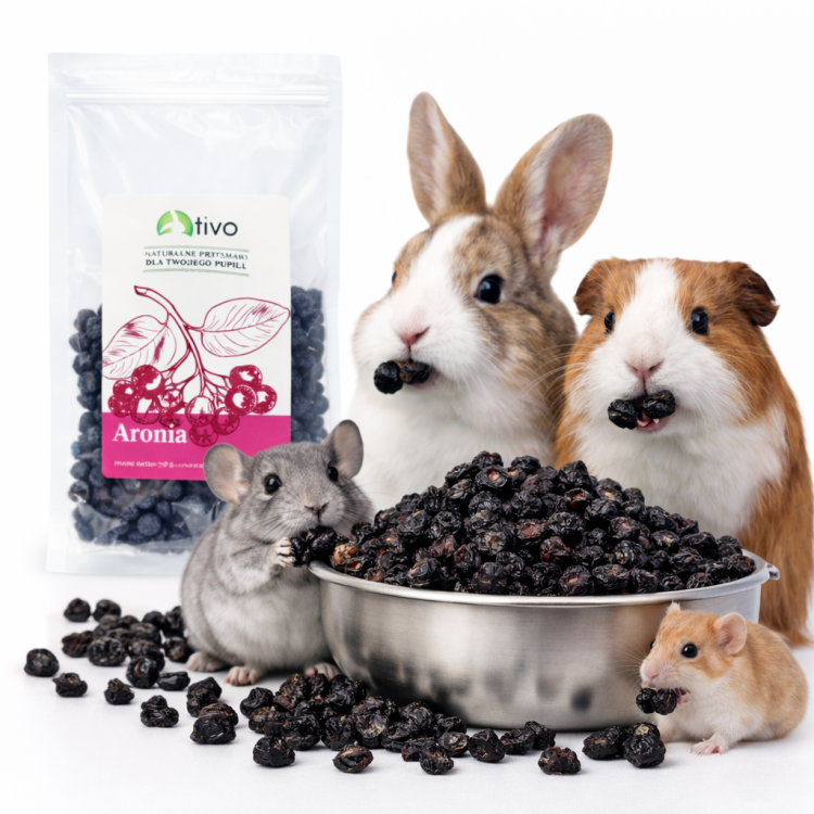 Chrupiąca aronia dla gryzoni – naturalny przysmak owocowy | 70 g od ParrotPlanet.pl