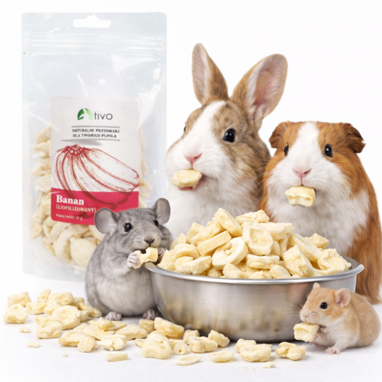 Chrupiący banan liofilizowany dla gryzoni – naturalny przysmak owocowy | 30 g od ParrotPlanet.pl