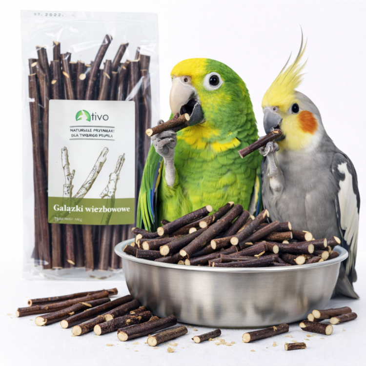 Gałązki wierzbowe dla papug – naturalny gryzak i element foragingu | 100 g od ParrotPlanet.pl