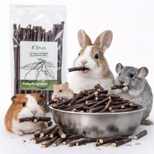 TIVO Gałązki gruszy dla gryzoni – naturalny gryzak i dodatek roślinny | 100 g od ParrotPlanet.pl